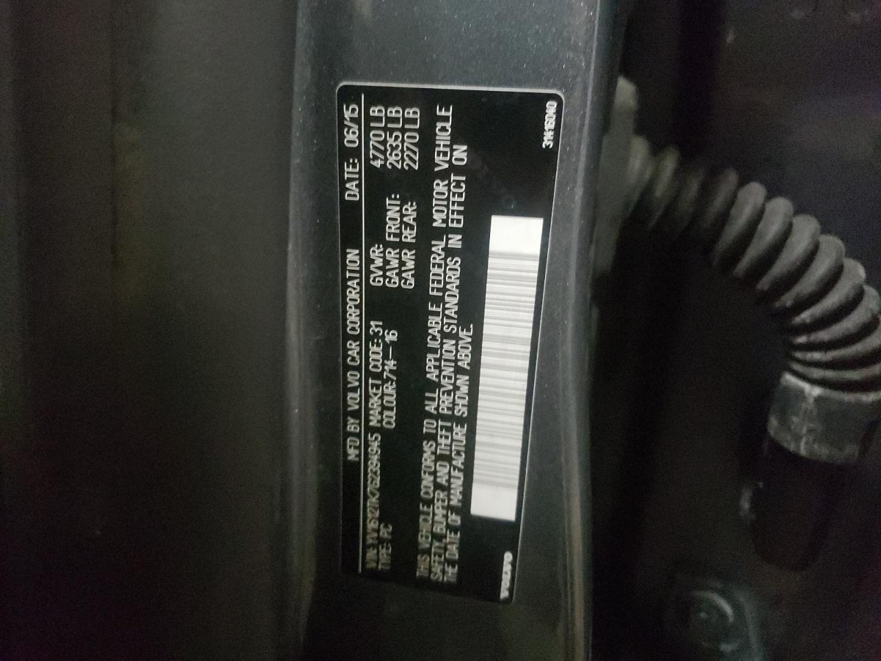 Photo 10 from auction – 2016 VOLVO S60 PREMIE with VIN YV1612TK7G2394945