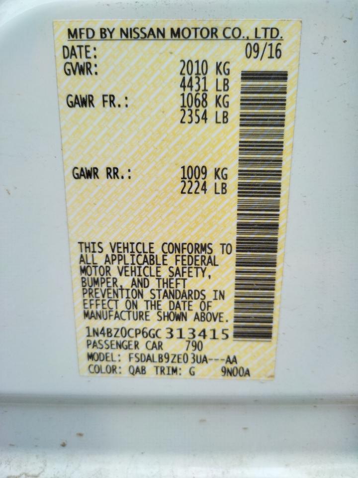 Photo 10 from auction – 2016 NISSAN LEAF SV with VIN 1N4BZ0CP6GC313415