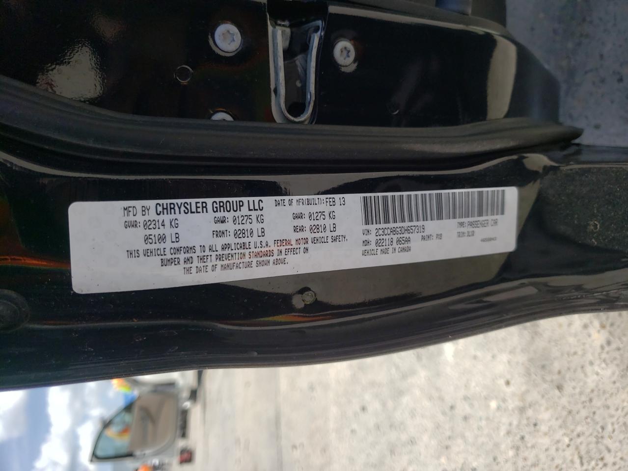 Photo 10 from auction – 2013 CHRYSLER 300 S with VIN 2C3CCABG3DH657319
