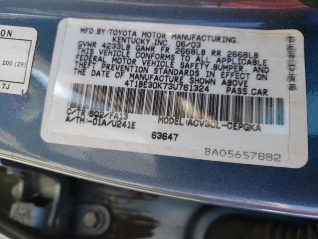 Photo 10 from auction – 2003 TOYOTA CAMRY LE with VIN 4T1BE30K73U761324