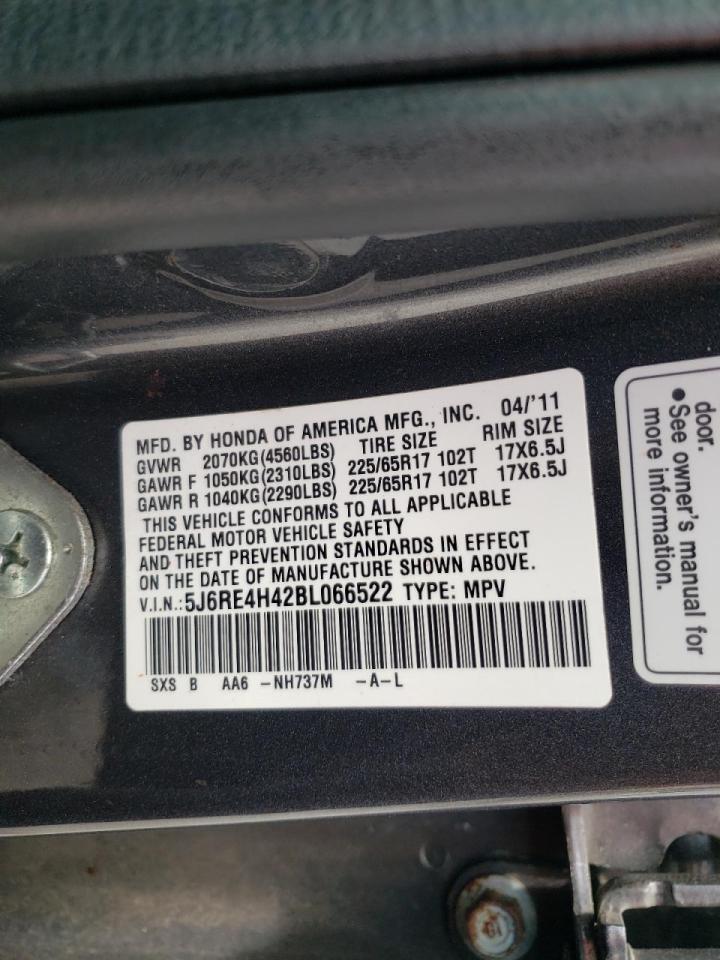 Photo 10 from auction – 2011 HONDA CR-V SE with VIN 5J6RE4H42BL066522