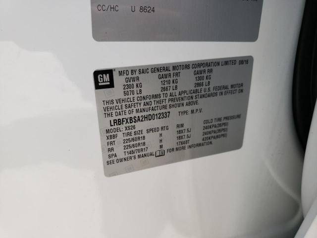 Photo 10 from auction – 2017 BUICK ENVISION E with VIN LRBFXBSA2HD012337
