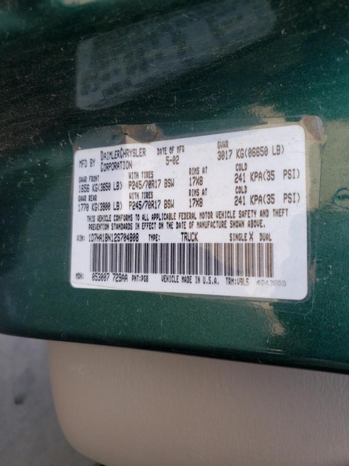 Photo 10 from auction – 2002 DODGE RAM 1500 with VIN 1D7HA18N12S704808