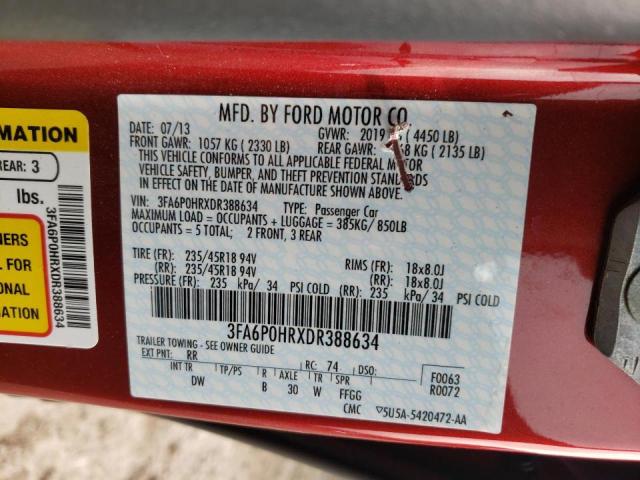 Photo 10 from auction – 2013 FORD FUSION SE with VIN 3FA6P0HRXDR388634