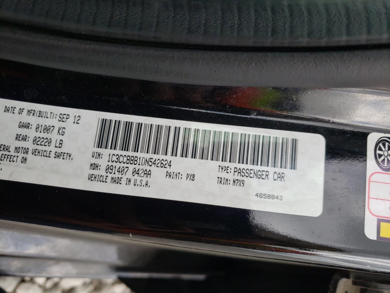 Photo 10 from auction – 2013 CHRYSLER 200 TOURIN with VIN 1C3CCBBB1DN542624