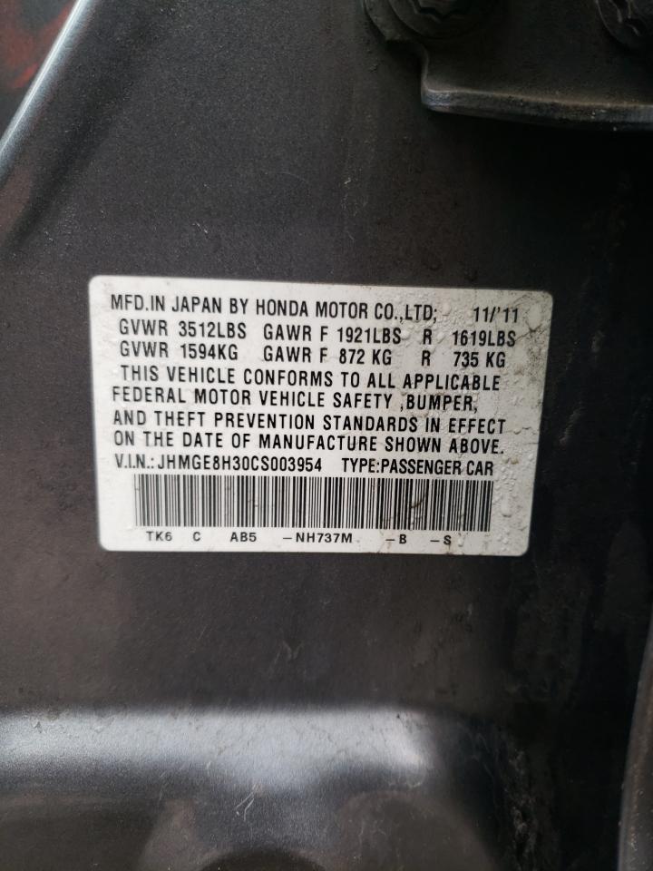 Photo 10 from auction – 2012 HONDA FIT with VIN JHMGE8H30CS003954