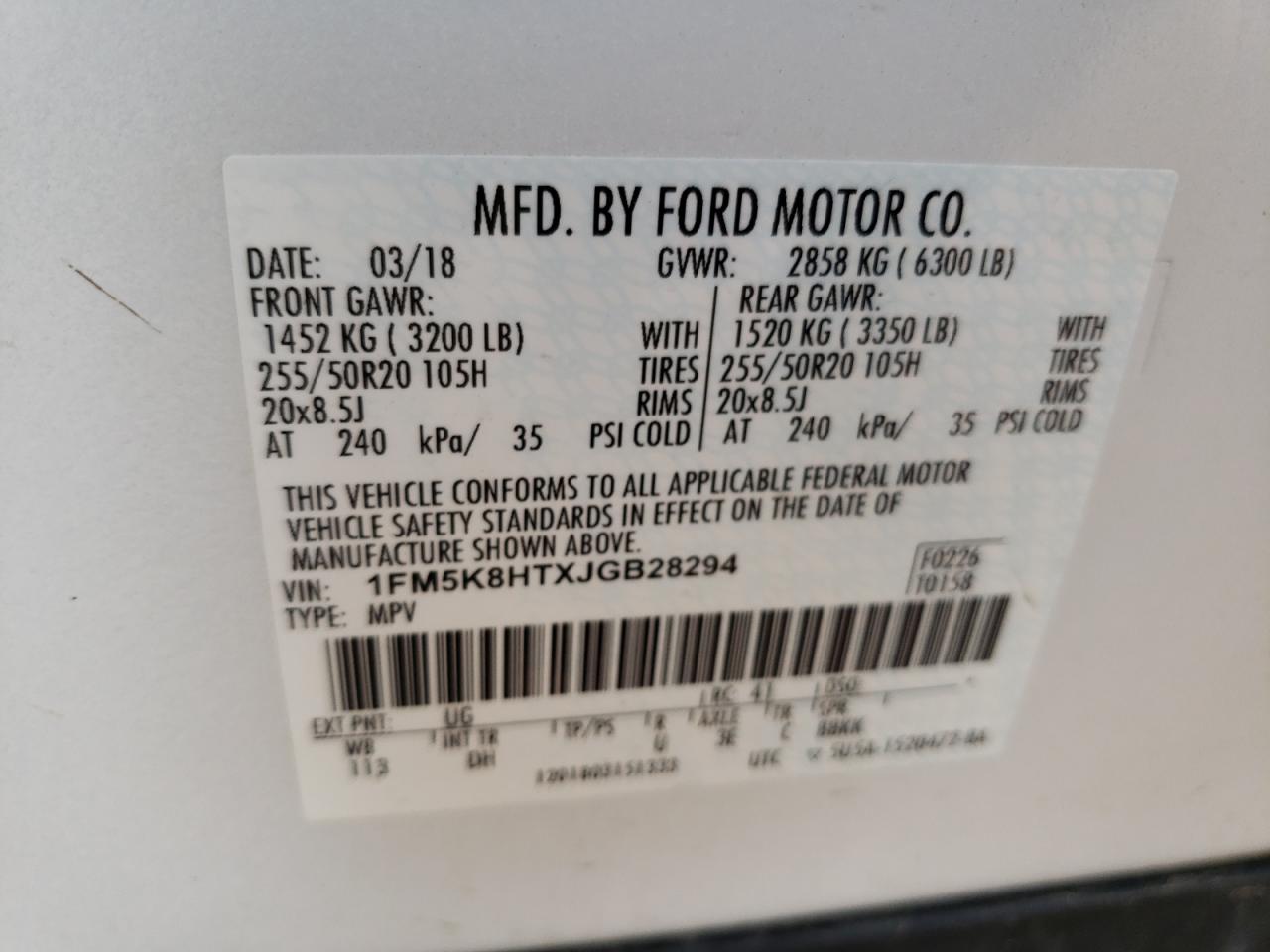 Photo 10 from auction – 2018 FORD EXPLORER P with VIN 1FM5K8HTXJGB28294