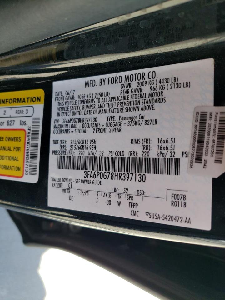 Photo 10 from auction – 2017 FORD FUSION S with VIN 3FA6P0G78HR397130