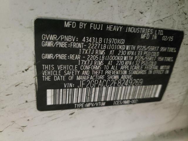 Photo 10 from auction – 2015 SUBARU XV CROSSTR with VIN JF2GPACC2F8249269