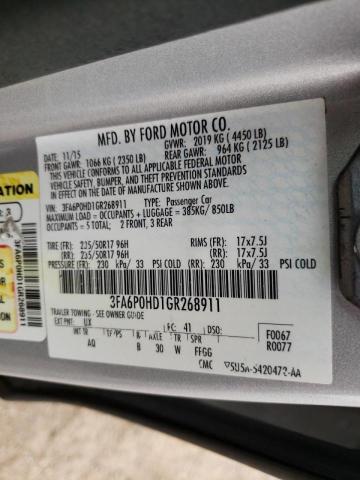 Photo 10 from auction – 2016 FORD FUSION SE with VIN 3FA6P0HD1GR268911