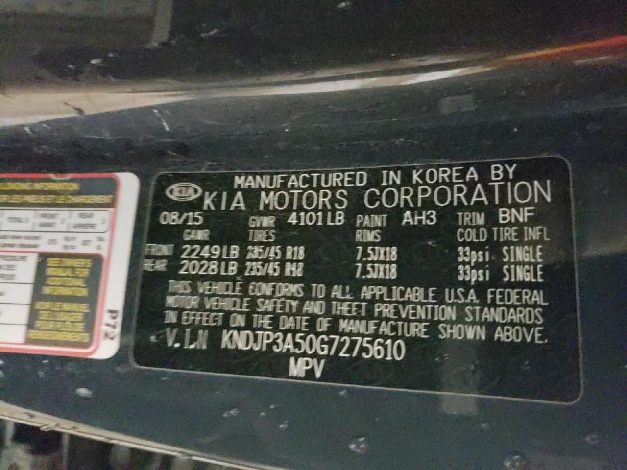 Zdjęcie 10 z aukcji – 2016 KIA SOUL + z VIN KNDJP3A50G7275610