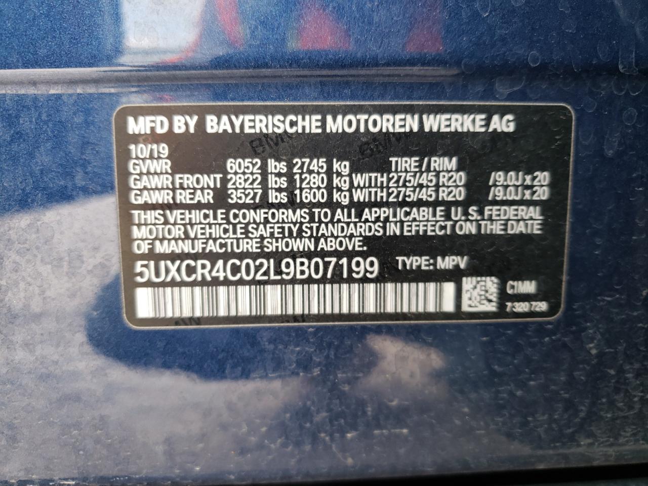 Photo 10 from auction – 2020 BMW X5 SDRIVE with VIN 5UXCR4C02L9B07199