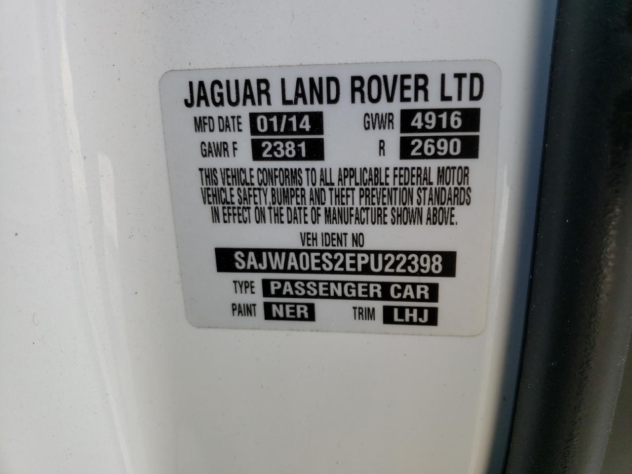 Photo 10 from auction – 2014 JAGUAR XF with VIN SAJWA0ES2EPU22398