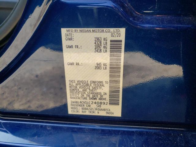 Photo 10 from auction – 2020 NISSAN ALTIMA SR with VIN 1N4BL4CV1LC240892
