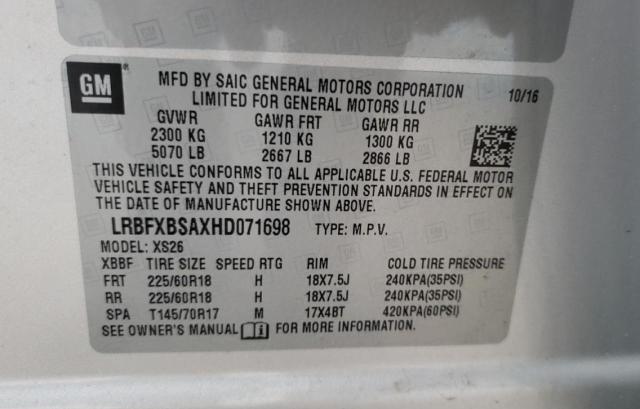 Photo 10 from auction – 2017 BUICK ENVISION E with VIN LRBFXBSAXHD071698