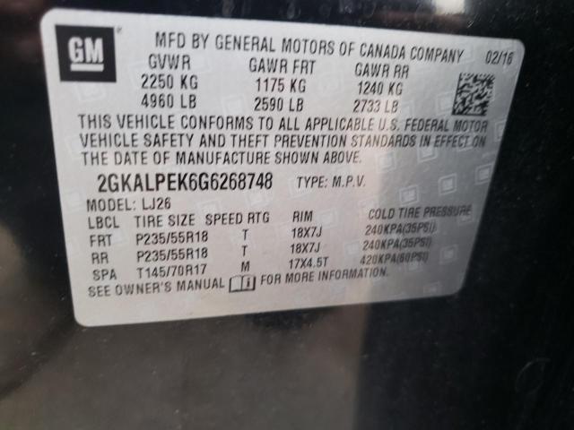 Photo 10 from auction – 2016 GMC TERRAIN SL with VIN 2GKALPEK6G6268748