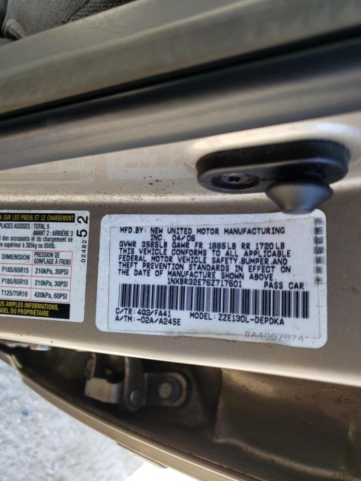 Photo 10 from auction – 2006 TOYOTA COROLLA CE with VIN 1NXBR32E76Z717601
