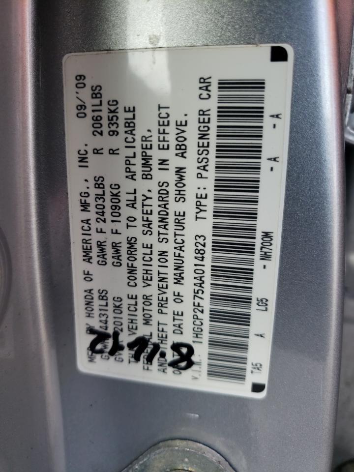 Photo 10 from auction – 2010 HONDA ACCORD with VIN 1HGCP2F75AA014823