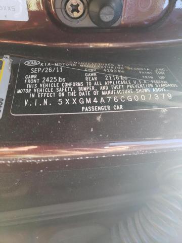 Photo 10 from auction – 2012 KIA OPTIMA LX with VIN 5XXGM4A76CG007379