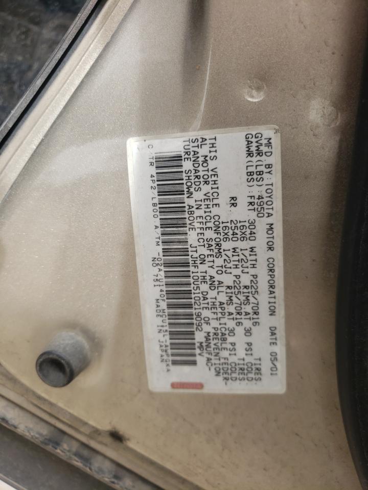 Photo 10 from auction – 2001 LEXUS RX 300 with VIN JTJHF10U510219092