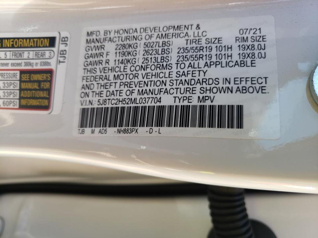 Photo 10 from auction – 2021 ACURA RDX TECHNO with VIN 5J8TC2H52ML037704
