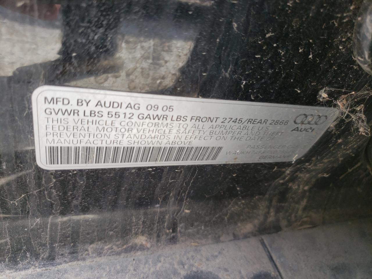 Photo 10 from auction – 2006 AUDI A6 AVANT Q with VIN WAUKH74F86N075868