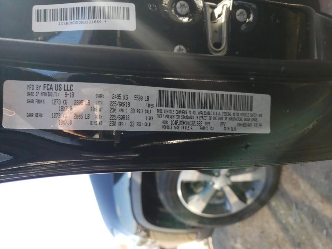 Photo 10 from auction – 2019 JEEP CHEROKEE L with VIN 1C4PJMDX0KD321669