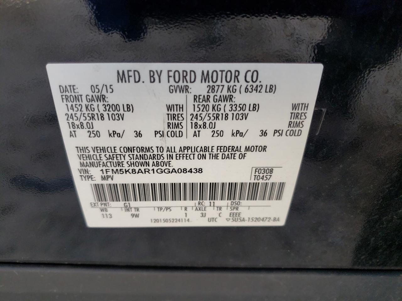 Photo 10 from auction – 2016 FORD EXPLORER P with VIN 1FM5K8AR1GGA08438