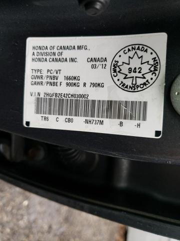 Photo 10 from auction – 2012 HONDA CIVIC LX with VIN 2HGFB2E42CH030002
