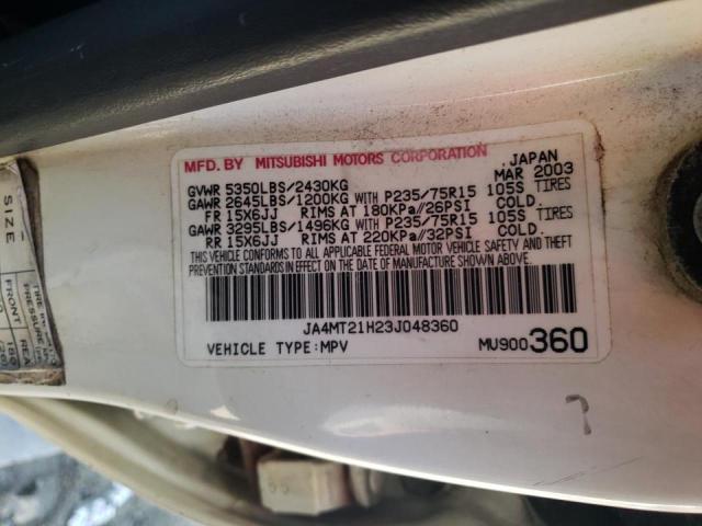 Photo 10 from auction – 2003 MITSUBISHI MONTERO SP with VIN JA4MT21H23J048360