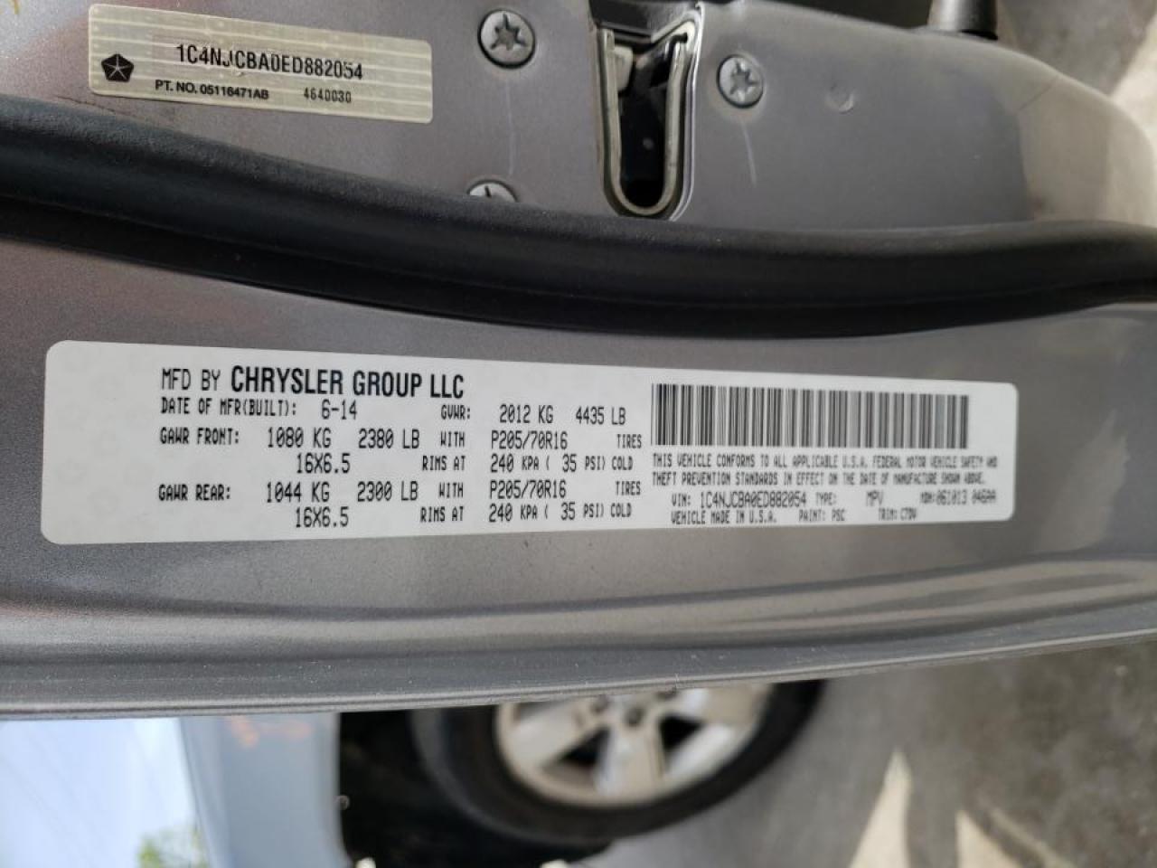 Foto 10 de la subasta – 2014 JEEP COMPASS SP con VIN 1C4NJCBA0ED882054