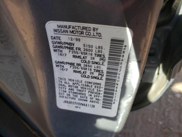 Photo 10 from auction – 2000 NISSAN PATHFINDER with VIN JN8AR07Y0YW441128