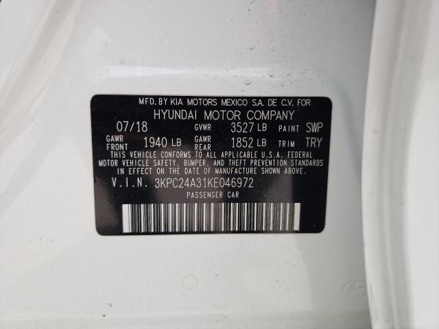 Photo 10 from auction – 2019 HYUNDAI ACCENT SE with VIN 3KPC24A31KE046972