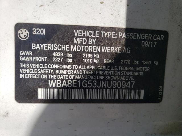 Photo 10 from auction – 2018 BMW 320 I with VIN WBA8E1G53JNU90947