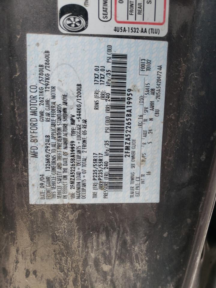 Photo 10 from auction – 2005 FORD FREESTAR S with VIN 2FMZA52265BA19959