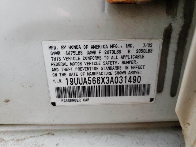 Photo 10 from auction – 2003 ACURA 3.2TL with VIN 19UUA566X3A031490