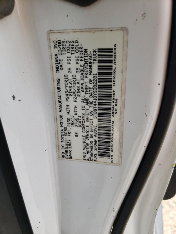 Photo 10 from auction – 2000 TOYOTA TUNDRA ACC with VIN 5TBBT4418YS082281
