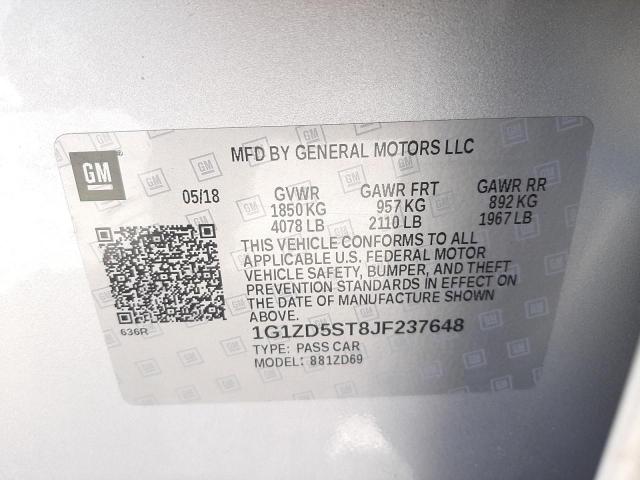 Photo 10 from auction – 2018 CHEVROLET MALIBU LT with VIN 1G1ZD5ST8JF237648
