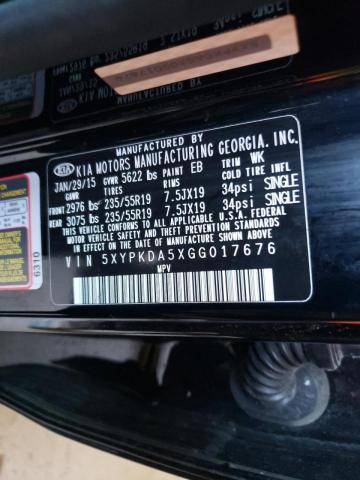 Photo 10 from auction – 2016 KIA SORENTO SX with VIN 5XYPKDA5XGG017676