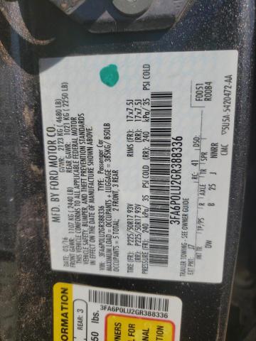 Photo 10 from auction – 2016 FORD FUSION SE with VIN 3FA6P0LU2GR388336