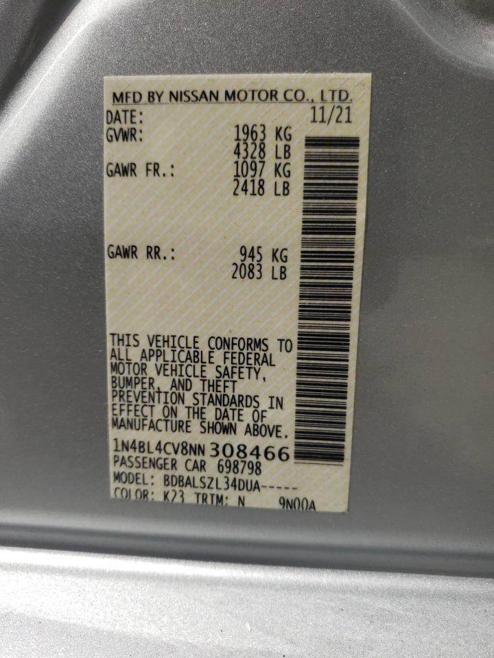 Photo 10 from auction – 2022 NISSAN ALTIMA with VIN 1N4BL4CV8NN308466