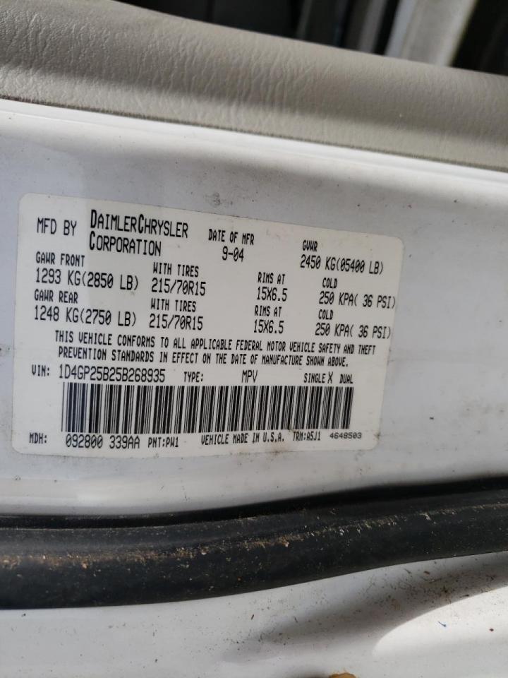 Photo 10 from auction – 2005 DODGE CARAVAN SE with VIN 1D4GP25B25B268935