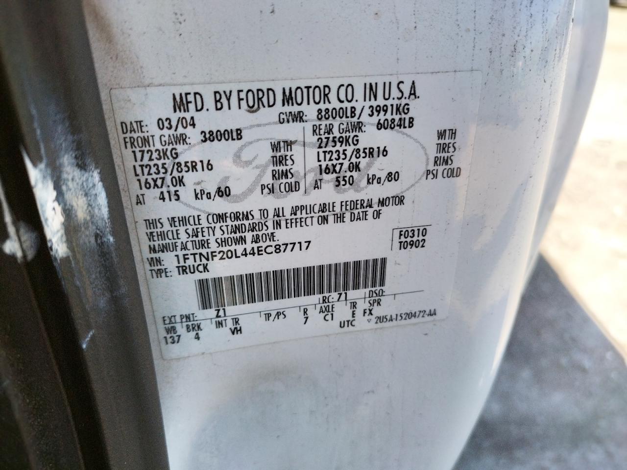 Photo 10 from auction – 2004 FORD F250 SUPER with VIN 1FTNF20L44EC87717