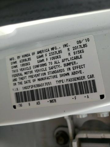 Photo 10 from auction – 2011 HONDA ACCORD SE with VIN 1HGCP2F63BA017051
