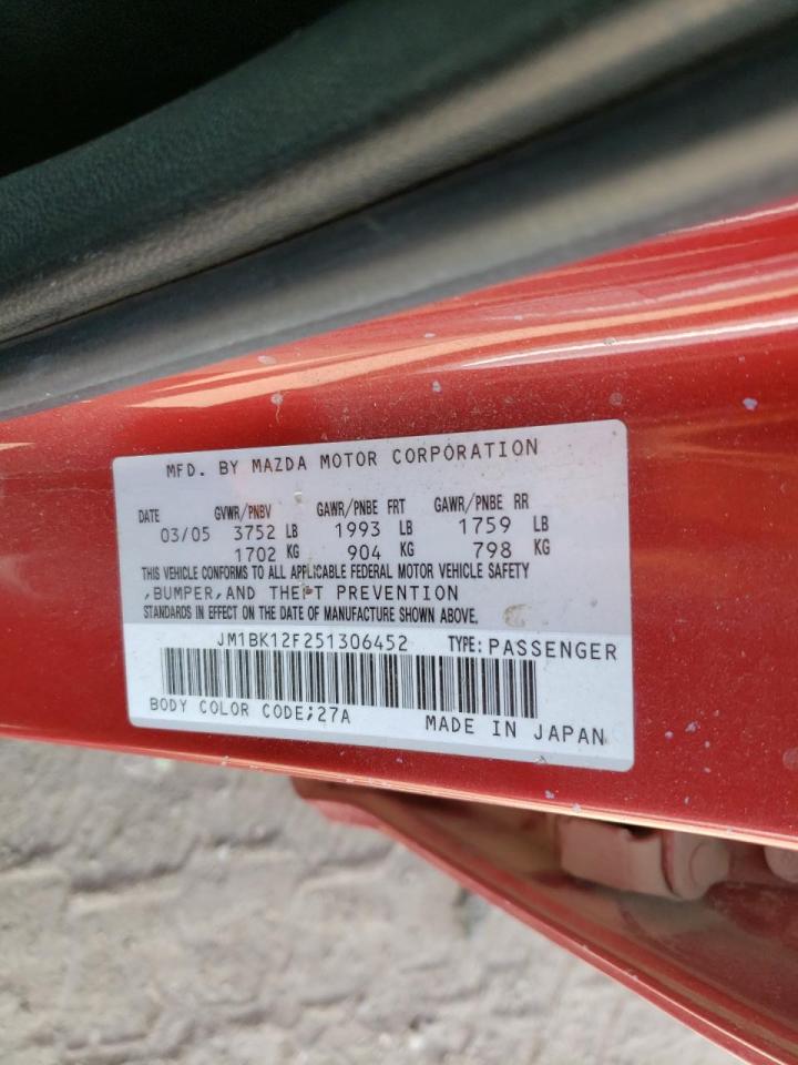 Photo 10 from auction – 2005 MAZDA 3 I with VIN JM1BK12F251306452