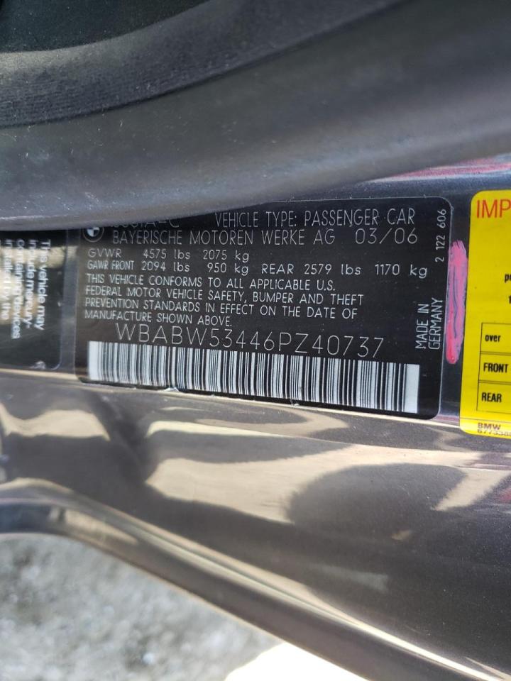 Photo 10 from auction – 2006 BMW 330 CI with VIN WBABW53446PZ40737