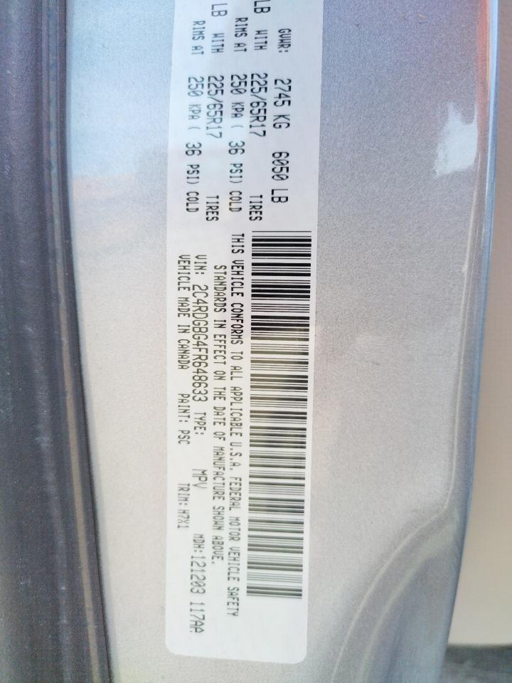 Photo 10 from auction – 2015 DODGE GRAND CARA with VIN 2C4RDGBG4FR648633