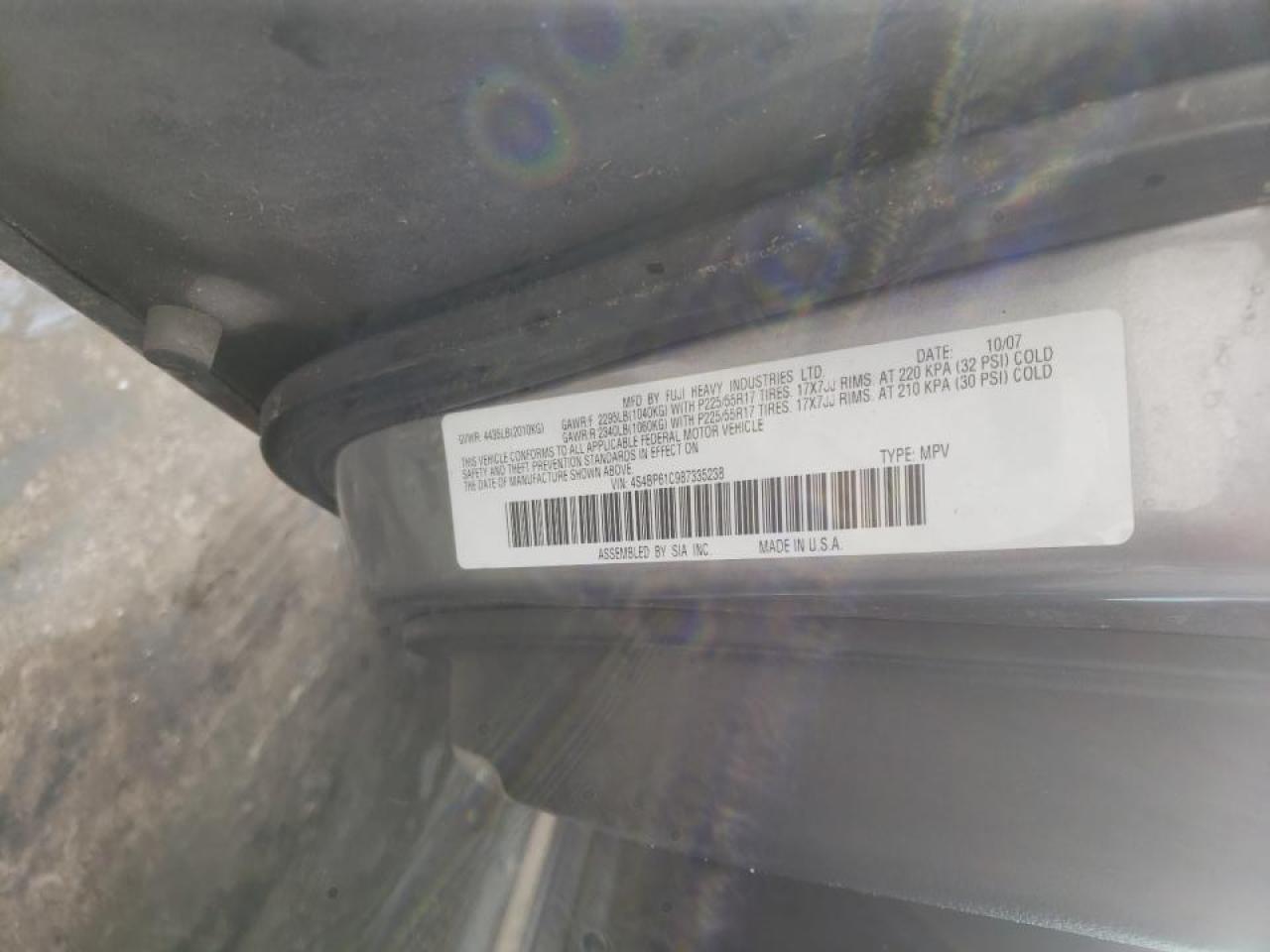 Foto 10 de la subasta – 2008 SUBARU OUTBACK 2. con VIN 4S4BP61C987335238