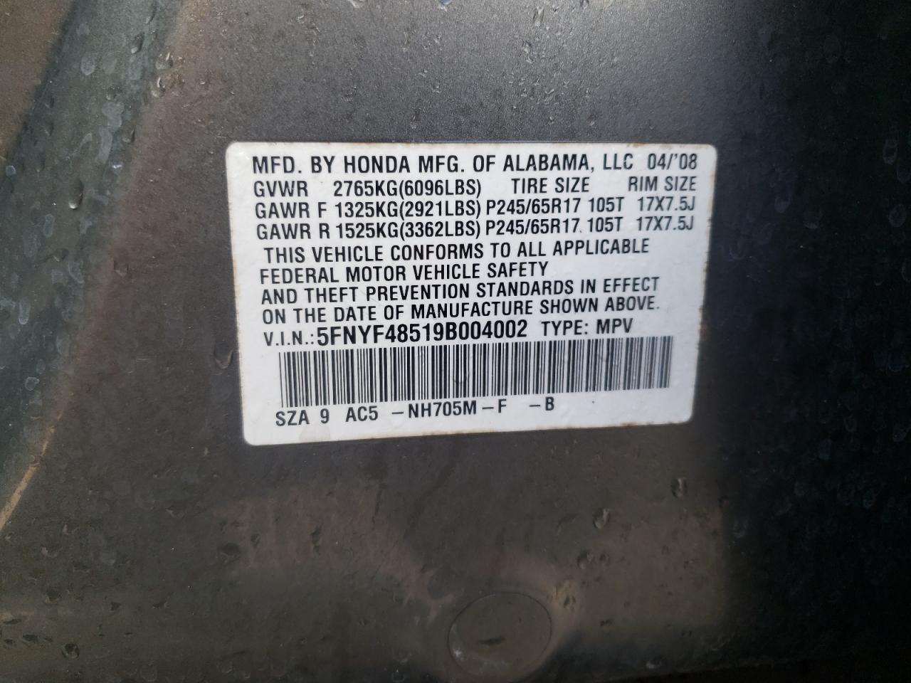 Zdjęcie 10 z aukcji – 2009 HONDA PILOT EXL z VIN 5FNYF48519B004002