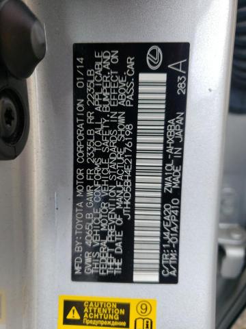Photo 10 from auction – 2014 LEXUS CT 200 with VIN JTHKD5BH4E2176198